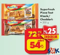 SUPERFRESH PİZZA TOST KLASİK / CHEDDARLI 200 G SUPERFRESH PİZZA TOST KLASİK / CHEDDARLI 200 G